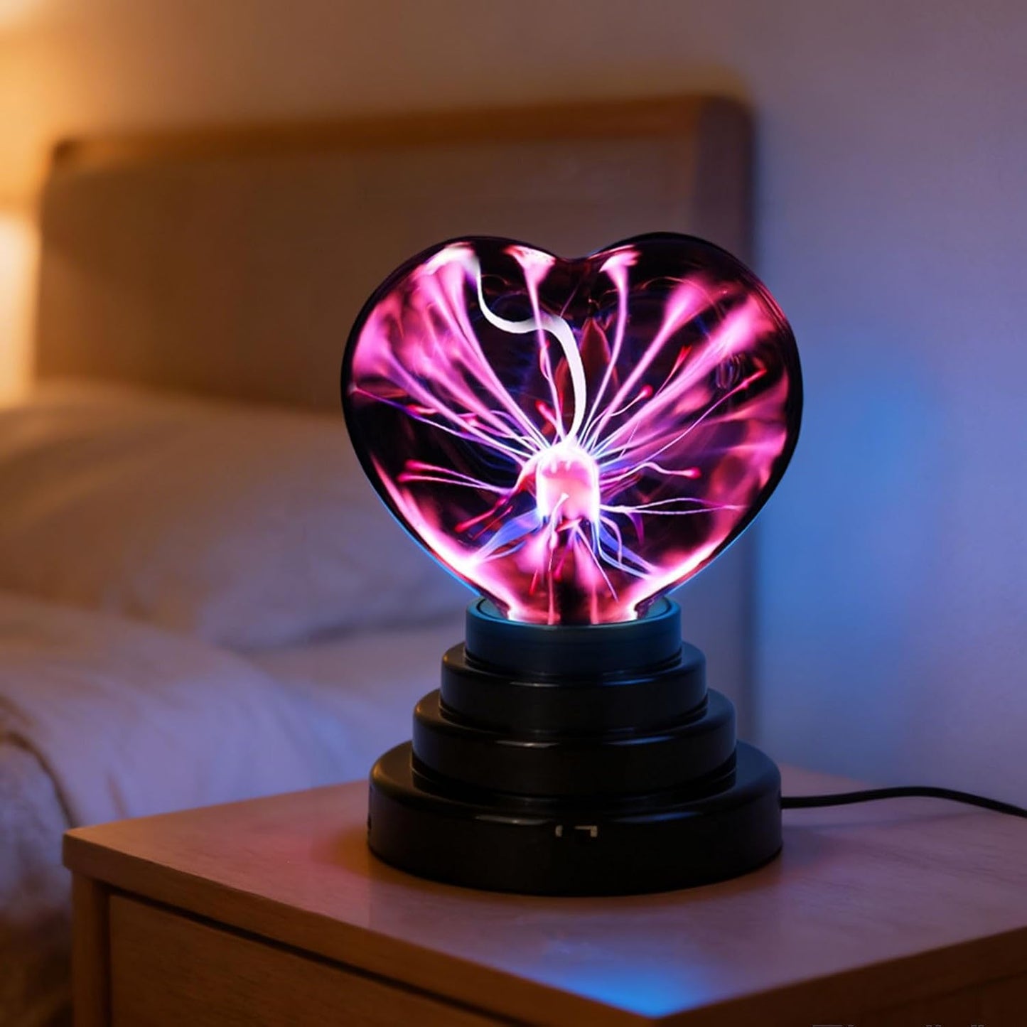 ❤️ Heart‑Shaped Plasma Light – Touch‑Activated Lightning Lamp, USB & Battery Powered, Romantic Mood Light