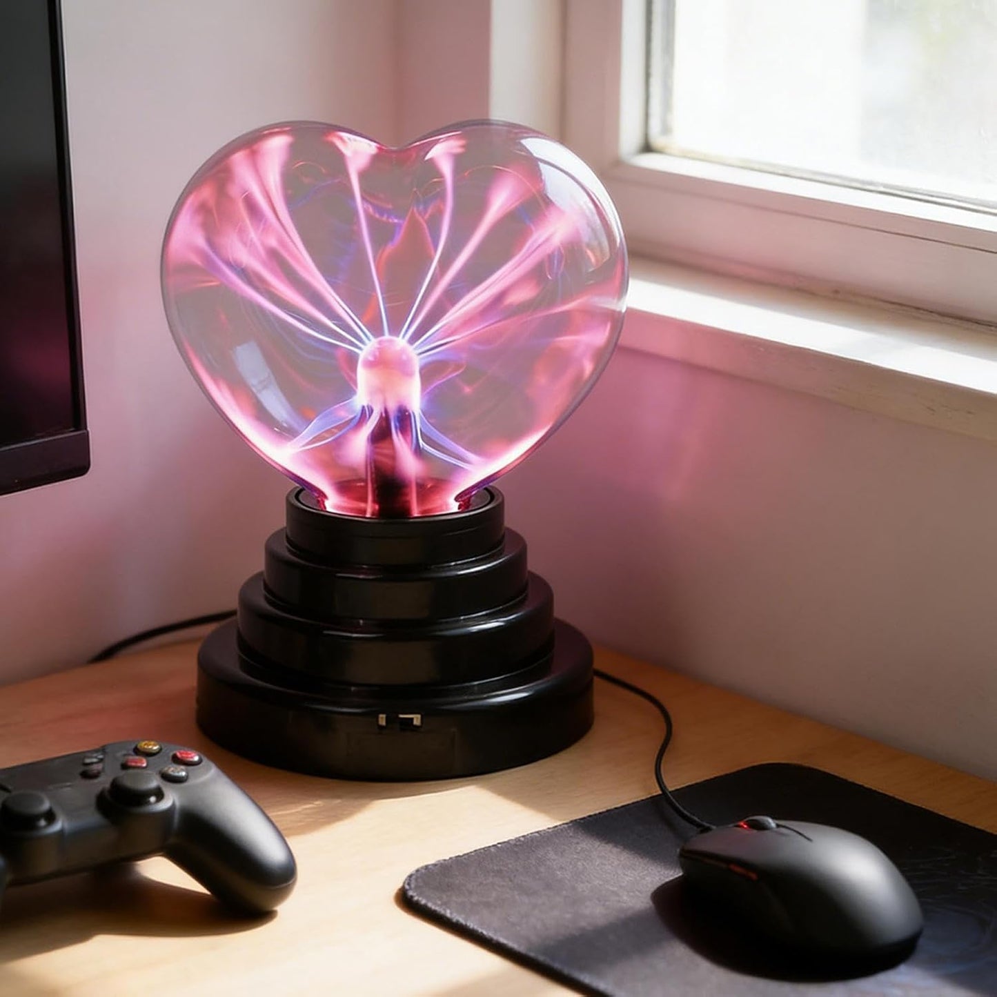 ❤️ Heart‑Shaped Plasma Light – Touch‑Activated Lightning Lamp, USB & Battery Powered, Romantic Mood Light