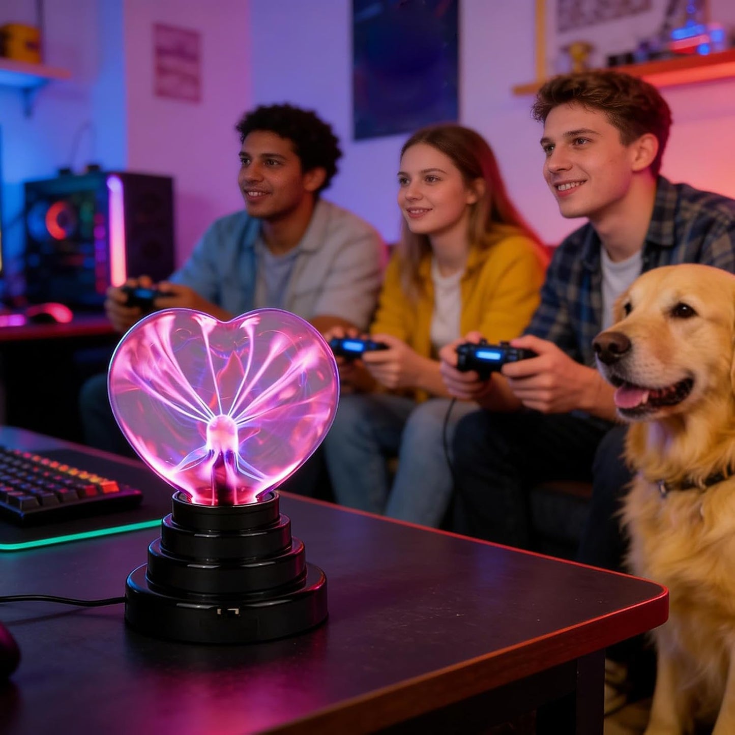 ❤️ Heart‑Shaped Plasma Light – Touch‑Activated Lightning Lamp, USB & Battery Powered, Romantic Mood Light
