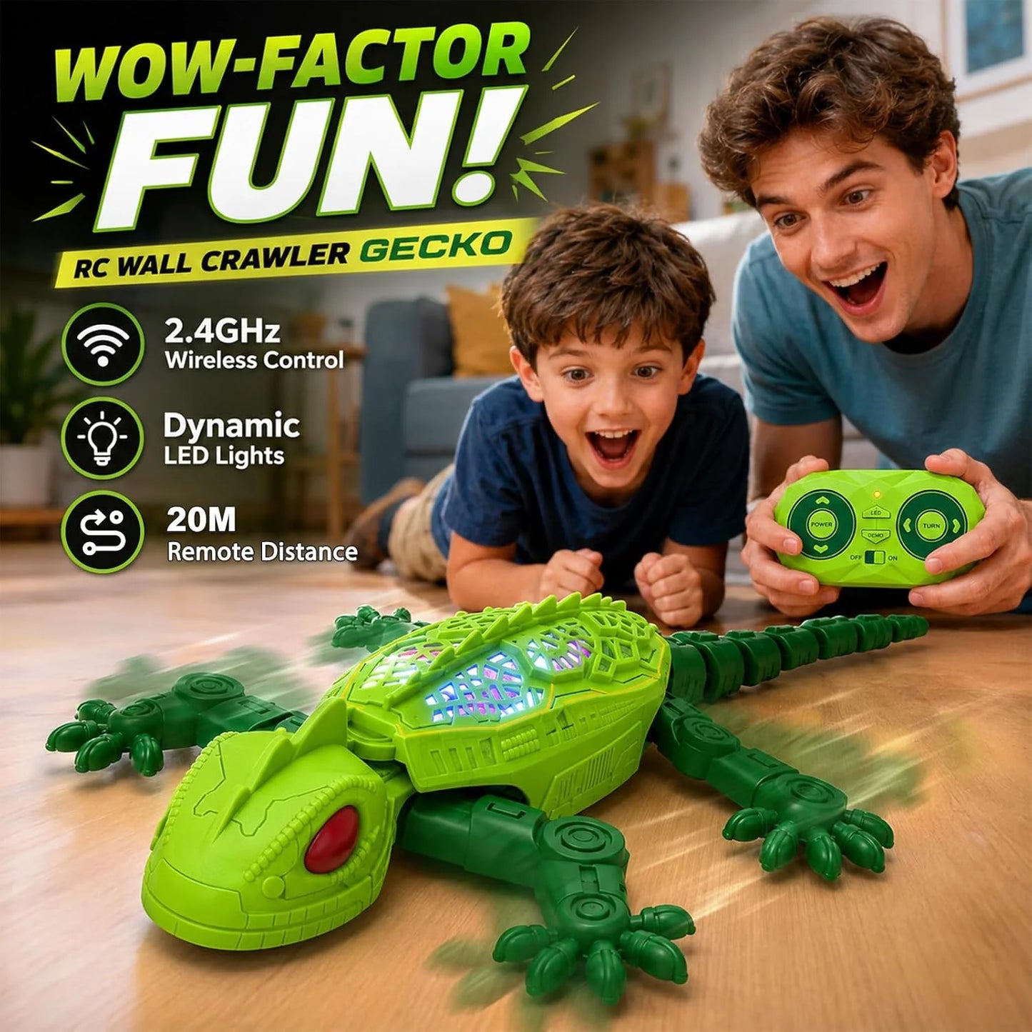 🦎 Remote Control Gecko Toy – Wall Climbing Lizard Gadget for Kids & Pets Fun Play
