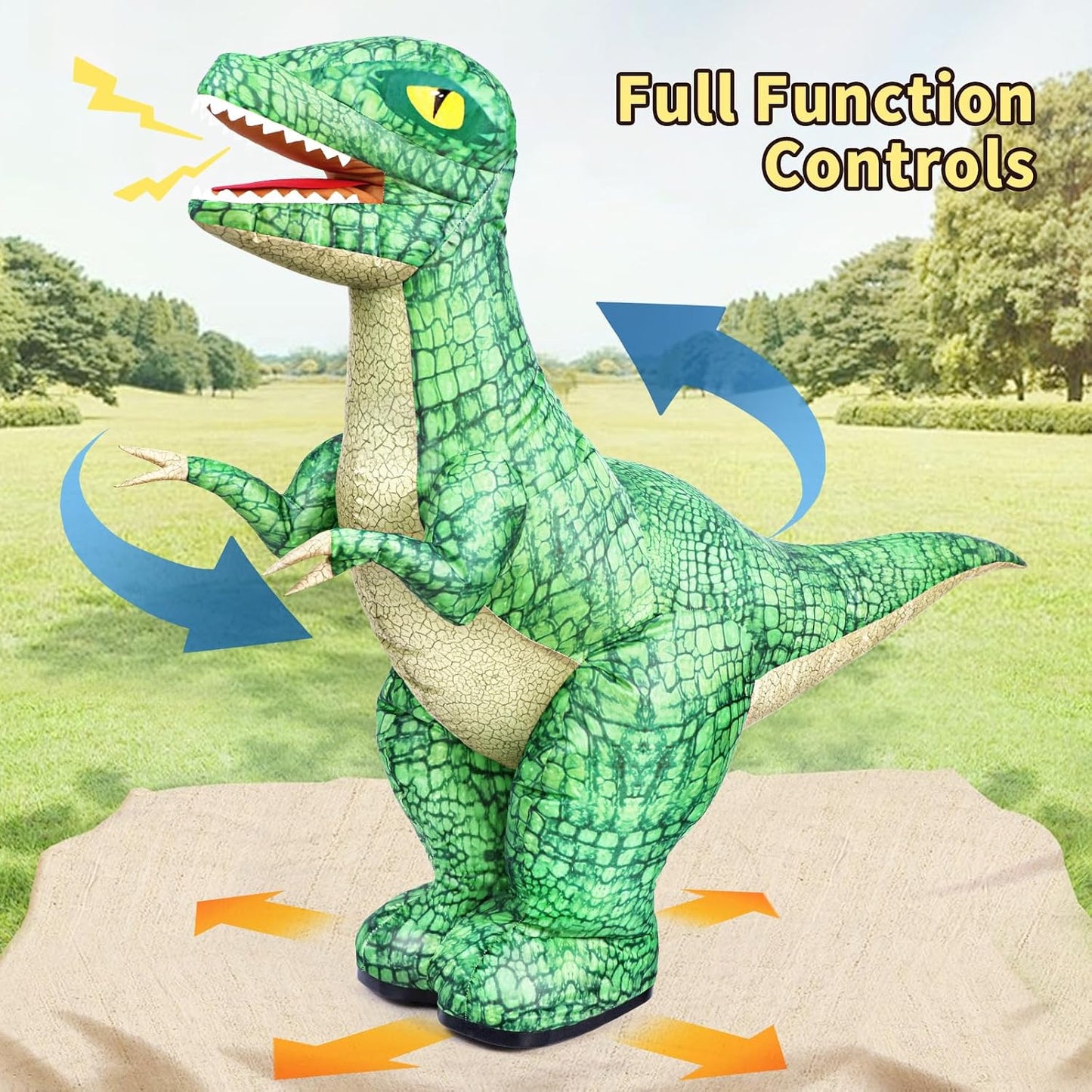 🦖 Remote Control Inflatable Dinosaur – Walking, Roaring, 360° Spinning Fun for Kids 6+