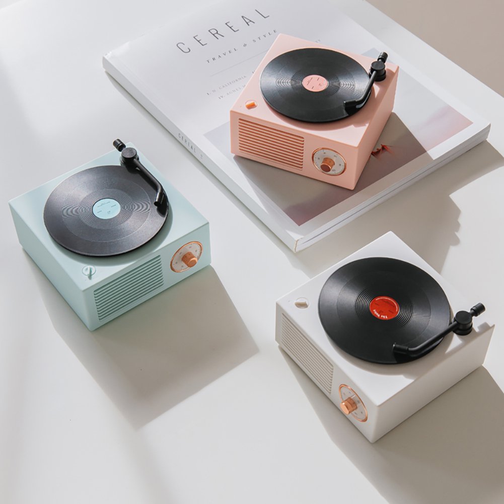 🎵 Retro Mini Wireless Bluetooth Speaker – Vinyl Record Design with Rotating Disc & HD Sound