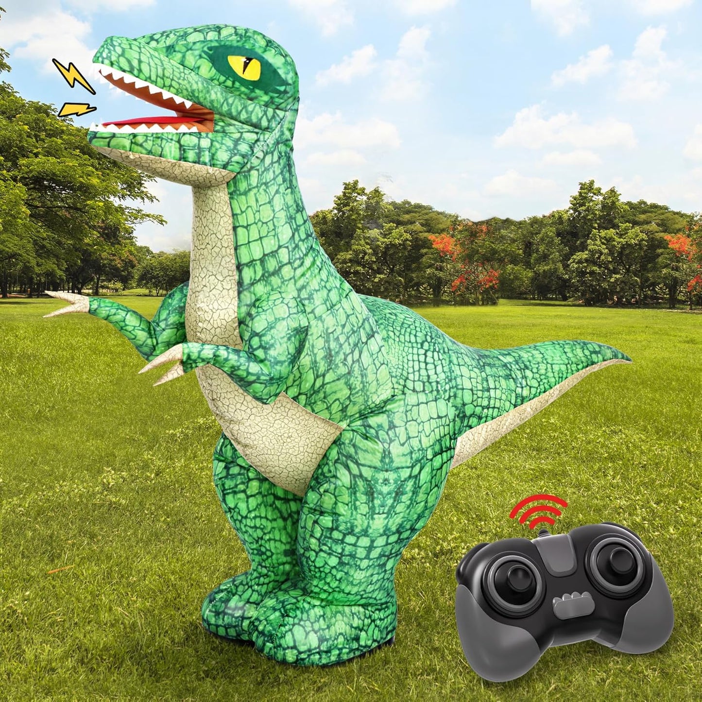 🦖 Remote Control Inflatable Dinosaur – Walking, Roaring, 360° Spinning Fun for Kids 6+