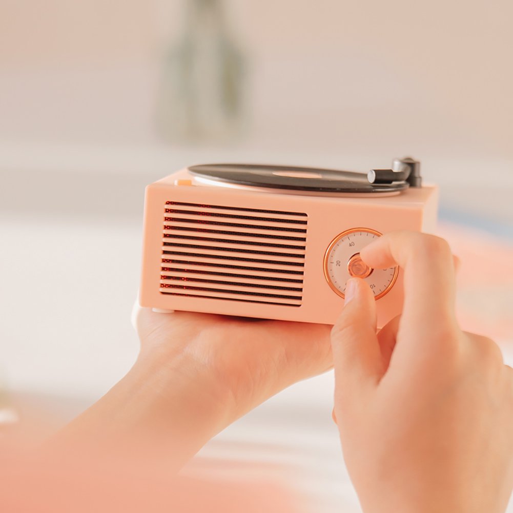 🎵 Retro Mini Wireless Bluetooth Speaker – Vinyl Record Design with Rotating Disc & HD Sound