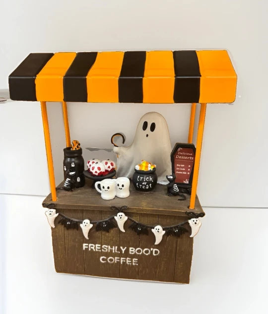 👻 Halloween Coffee Stand Decoration – Cute Mini Café Decor For Desk & Home