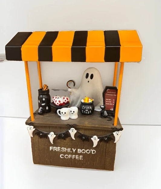 👻 Halloween Coffee Stand Decoration – Cute Mini Café Decor For Desk & Home
